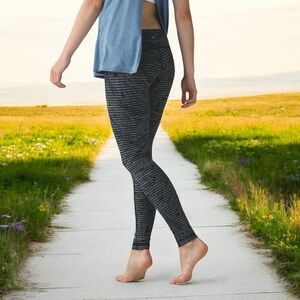 Lululemon Wunder Under Pant Full-On Luon in Stripe Play Slate Black Sz 2